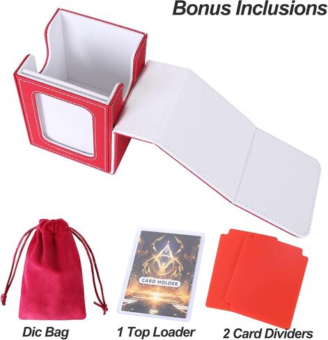 AFIING MTG Deck Box for Commander Display,Card Deck Case Fits 100 Double Sleeved Cards, Magic Commander TCG Card Storage Box with 2 Dividers,Dice Bag and 1 Toploader(Green Rose pink) in Saudi Arabia