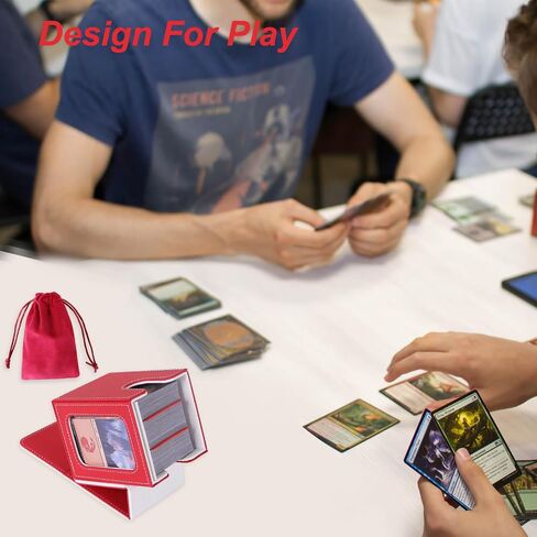 AFIING MTG Deck Box for Commander Display,Card Deck Case Fits 100 Double Sleeved Cards, Magic Commander TCG Card Storage Box with 2 Dividers,Dice Bag and 1 Toploader(Green Rose pink) in Saudi Arabia