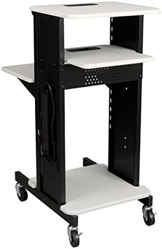 عربة حمل للكمبيوتر المحمول من Norwood Commercial Furniture مع 4 أرفف وعجلات، وحامل عرض متنقل لأجهزة الكمبيوتر المحمولة وأجهزة العرض، باللون الأسود in Kuwait