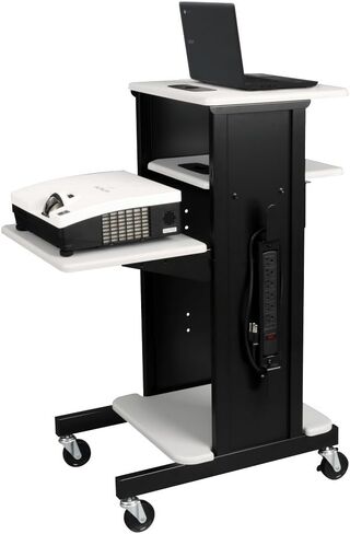 عربة حمل للكمبيوتر المحمول من Norwood Commercial Furniture مع 4 أرفف وعجلات، وحامل عرض متنقل لأجهزة الكمبيوتر المحمولة وأجهزة العرض، باللون الأسود in Kuwait