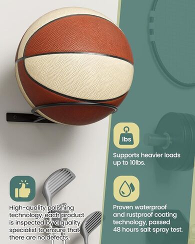 حامل كرة السلة المقوى Vorshape يثبت على الحائط - تخزين كرة القدم للعرض - حامل الكرة للكرة الطائرة، كرة القدم - الصبي، إكسسوارات ديكور غرفة الرجال in Kuwait