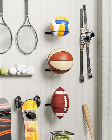 حامل كرة السلة المقوى Vorshape يثبت على الحائط - تخزين كرة القدم للعرض - حامل الكرة للكرة الطائرة، كرة القدم - الصبي، إكسسوارات ديكور غرفة الرجال in Kuwait