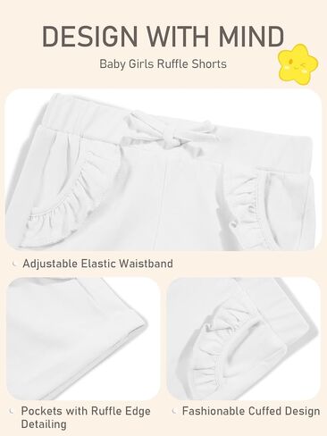 Haloumoning Baby Girls Ruffle Shorts Toddler Summer Cute Elastic Waist Short Pants with Pockets in Saudi Arabia