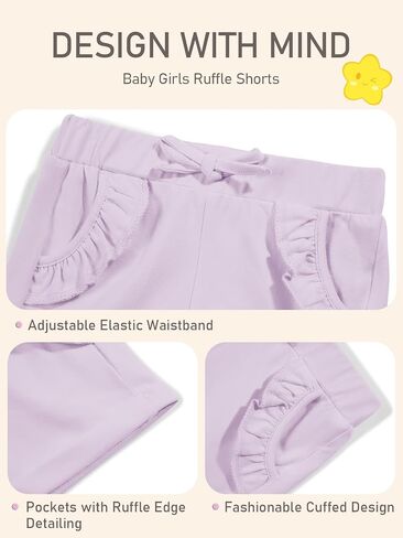Haloumoning Baby Girls Ruffle Shorts Toddler Summer Cute Elastic Waist Short Pants with Pockets in Saudi Arabia