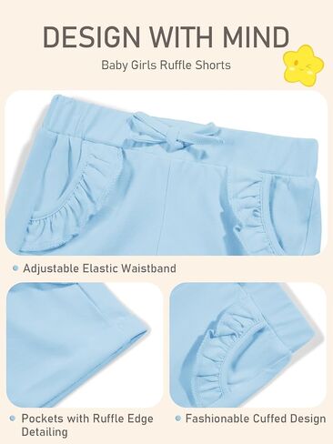 Haloumoning Baby Girls Ruffle Shorts Toddler Summer Cute Elastic Waist Short Pants with Pockets in Saudi Arabia