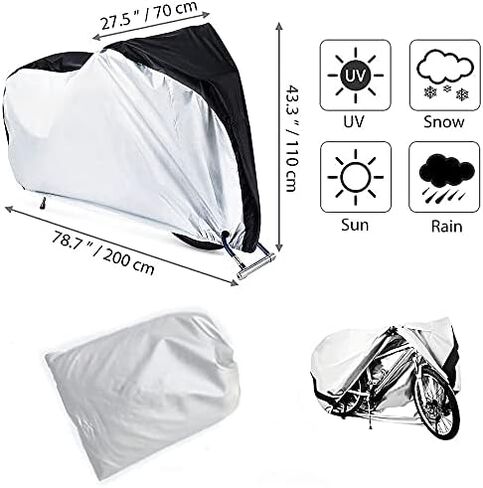 Bike Cover Waterproof Outdoor Bicycle Covers for Mountain and Road Bikes, Rain Sun UV，Bikes with Lock Holes & Storage Bag (Black) in Saudi Arabia