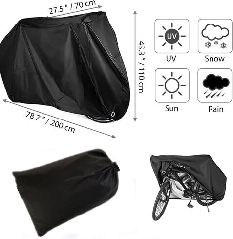 Bike Cover Waterproof Outdoor Bicycle Covers for Mountain and Road Bikes, Rain Sun UV，Bikes with Lock Holes & Storage Bag (Black) in Saudi Arabia