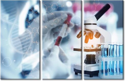 Clinical Laboratory Artwork Wall Decor 3 Piece Scientist Hand Holding Test Tubes Laboratory Research Pictures Wall Decor Living Room Medical Modern Artwork Print on Canvas Ready to Hang (36"Wx24"H) in Saudi Arabia