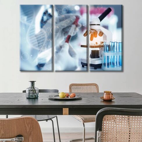Clinical Laboratory Artwork Wall Decor 3 Piece Scientist Hand Holding Test Tubes Laboratory Research Pictures Wall Decor Living Room Medical Modern Artwork Print on Canvas Ready to Hang (36"Wx24"H) in Saudi Arabia