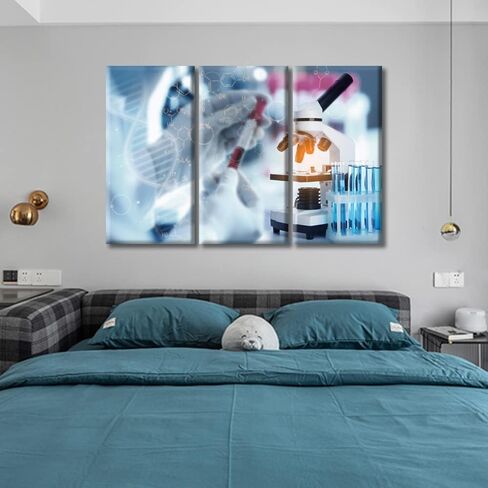 Clinical Laboratory Artwork Wall Decor 3 Piece Scientist Hand Holding Test Tubes Laboratory Research Pictures Wall Decor Living Room Medical Modern Artwork Print on Canvas Ready to Hang (36"Wx24"H) in Saudi Arabia