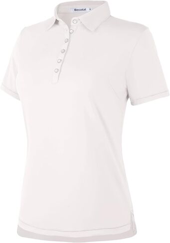Becotal Women's White Golf Polo Shirts Short Sleeve Ladies 6-Button Collared Shirt UPF 50 Sun Protection Tops, Moisture Wicking XX-Large in Saudi Arabia