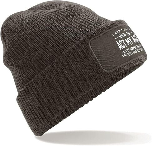 Birthday Hat Gift for Men Beanie Keepsake Act My Age 18th 21st 30th 40th 50th 60th 65th 70th 75th 80th 90th Present (Grey) in Saudi Arabia