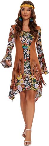 Pixiemain Womens 70s 60s Hippie Costume Set Tassels Disco 70s Outfits Accessories for Carnival Party and Halloween Party in Saudi Arabia
