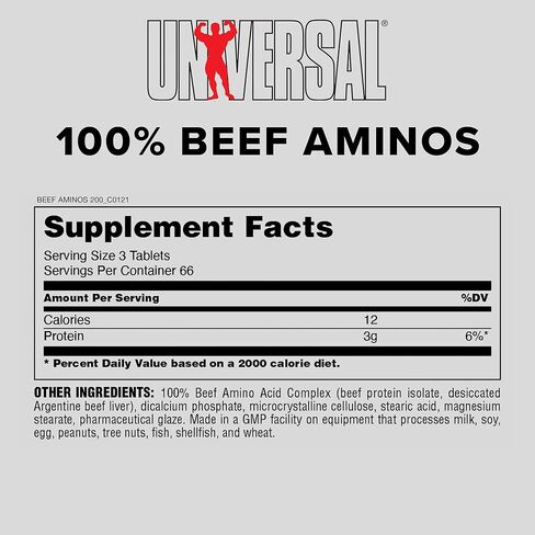 Universal Nutrition - 100% Beef Aminos -3g of Beef Protein Isolate for Recovery and Growth - 200 Tabs in Saudi Arabia