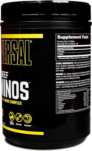 Universal Nutrition - 100% Beef Aminos -3g of Beef Protein Isolate for Recovery and Growth - 200 Tabs in Saudi Arabia