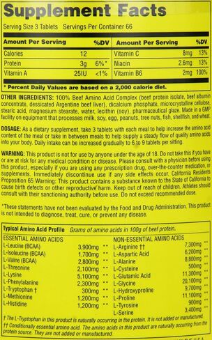 Universal Nutrition - 100% Beef Aminos -3g of Beef Protein Isolate for Recovery and Growth - 200 Tabs in Saudi Arabia