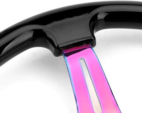 عجلة قيادة عالمية مقاس 14 بوصة لسباق السيارات نيو كروم المتحدث 6 بولت كلاسيكي من الخشب الأبيض عجلة القيادة الانجراف طبق عميق مع زر القرن in Kuwait