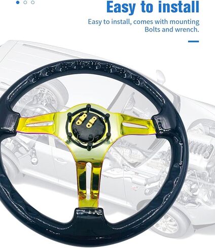 عجلة قيادة عالمية مقاس 14 بوصة لسباق السيارات نيو كروم المتحدث 6 بولت كلاسيكي من الخشب الأبيض عجلة القيادة الانجراف طبق عميق مع زر القرن in Kuwait