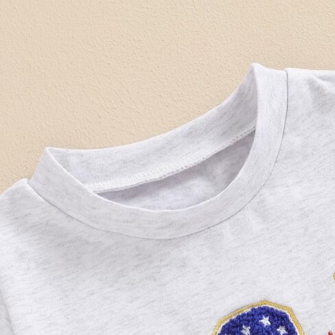 Toddler 4th of July Shirt for Boys Girls Flag Letter Embroidery Tops Toddler T-Shirt Baby Girl Clothes in Saudi Arabia