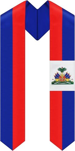 Maysing 2024 Haiti Graduation Stole Sash 72" Haiti Graduate Sash Graduate Scarf in Saudi Arabia