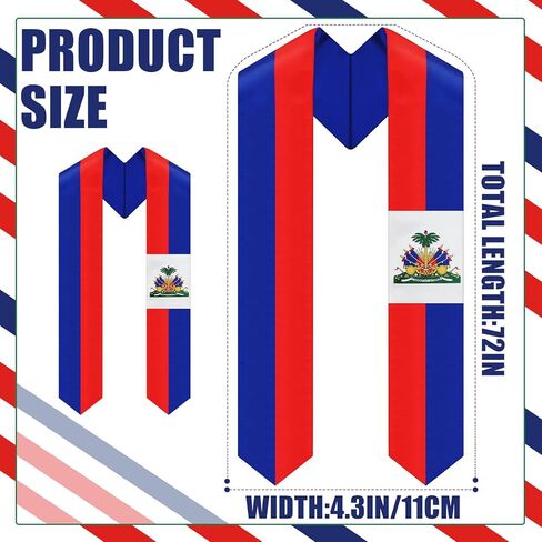 Maysing 2024 Haiti Graduation Stole Sash 72" Haiti Graduate Sash Graduate Scarf in Saudi Arabia