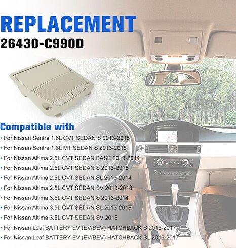 Aumtoni Overhead Map Reading Light Lamp Compatible with Nissan Altima 2013-2018 Nissan Sentra 2013-2015 Replacement #26430-C990D in Saudi Arabia