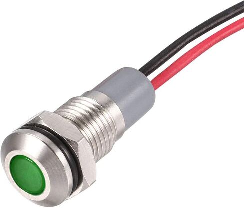 uxcell Signal Indicator Lights AC/DC 12V-24V 8mm Panel Mount Green LED Waterproof Metal Shell Warning Lamps for Car Motorcycles Boat in Saudi Arabia