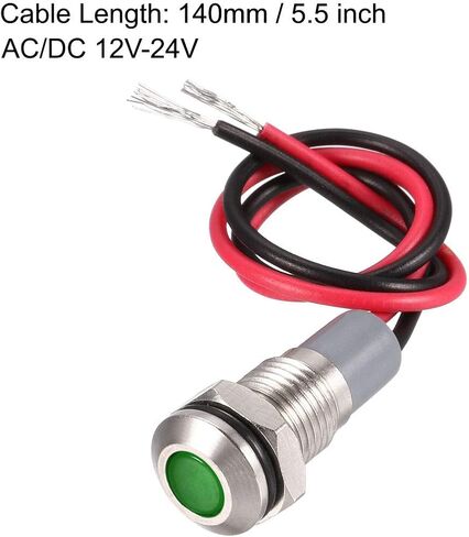 uxcell Signal Indicator Lights AC/DC 12V-24V 8mm Panel Mount Green LED Waterproof Metal Shell Warning Lamps for Car Motorcycles Boat in Saudi Arabia