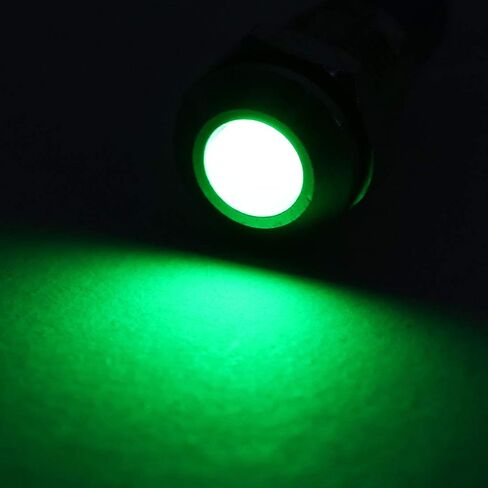 uxcell Signal Indicator Lights AC/DC 12V-24V 8mm Panel Mount Green LED Waterproof Metal Shell Warning Lamps for Car Motorcycles Boat in Saudi Arabia