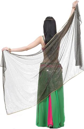 Lopsity Belly Dance Hand Scarves Belly Dance Costume Outfit Hip Scarf Sequin Trim Shawls Veils Lightweight Hand Scarf in Saudi Arabia