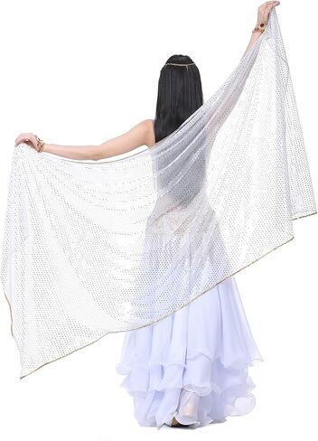Lopsity Belly Dance Hand Scarves Belly Dance Costume Outfit Hip Scarf Sequin Trim Shawls Veils Lightweight Hand Scarf in Saudi Arabia