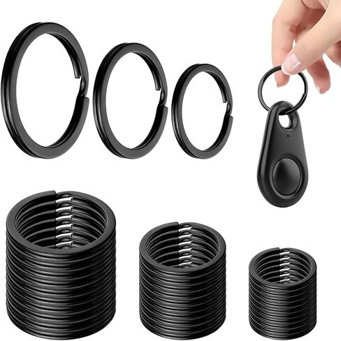 Round Black Flat Key Rings, Metal Split Key Chain Ring for Pet Tag, Car Keys, Organization, 30 Pieces (1 Inch, 1.18 Inch, 1.38 Inch) in Kuwait