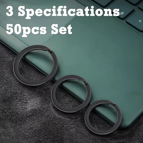 Round Black Flat Key Rings, Metal Split Key Chain Ring for Pet Tag, Car Keys, Organization, 30 Pieces (1 Inch, 1.18 Inch, 1.38 Inch) in Kuwait