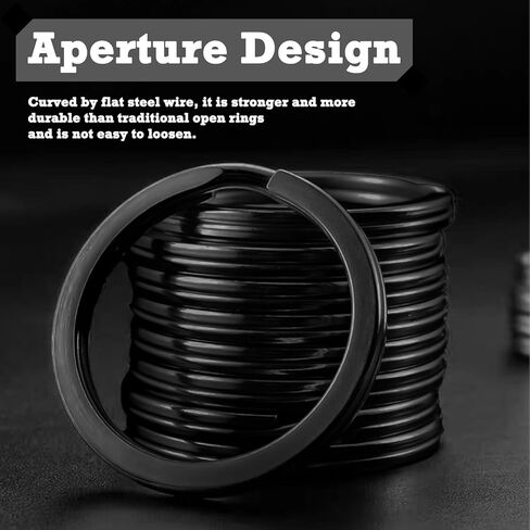 Round Black Flat Key Rings, Metal Split Key Chain Ring for Pet Tag, Car Keys, Organization, 30 Pieces (1 Inch, 1.18 Inch, 1.38 Inch) in Kuwait