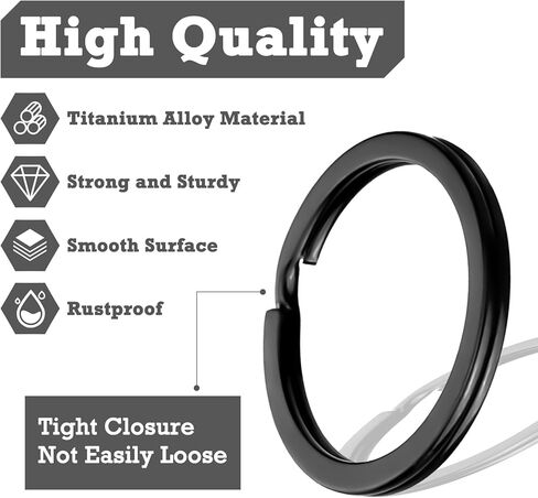 Round Black Flat Key Rings, Metal Split Key Chain Ring for Pet Tag, Car Keys, Organization, 30 Pieces (1 Inch, 1.18 Inch, 1.38 Inch) in Kuwait