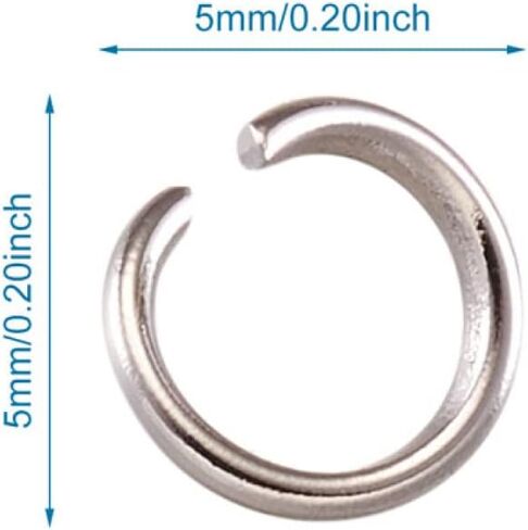 KISSITTY 1000Pcs 9mm Stainless Steel Open Jump Rings 1.2mm Thickness Round Ring Connectors Chainmail Making Jewelry Findings in Saudi Arabia
