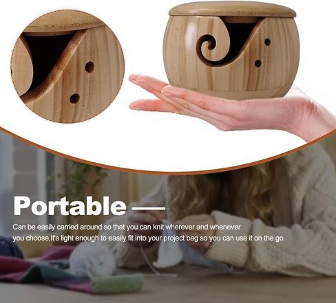 وعاء حياكة خشبي مصنوع من كاكالوت، وعاء تخزين الغزل مع غطاء، موزع حامل الغزل للكروشيه، منظم ملحقات حياكة التخزين (زجاجة من الخيزران مع غطاء) in Kuwait