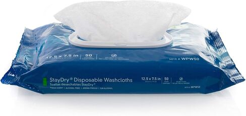 McKesson StayDry Disposable Wipes or Washcloths for Adults with Aloe, Incontinence, Alcohol-Free, 50 Wipes, 12 Packs, 600 Total in Saudi Arabia