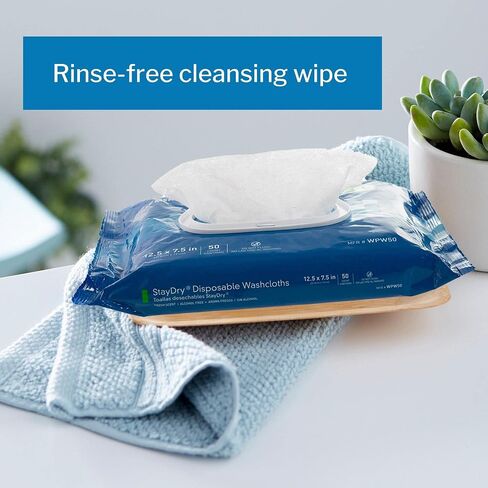 McKesson StayDry Disposable Wipes or Washcloths for Adults with Aloe, Incontinence, Alcohol-Free, 50 Wipes, 12 Packs, 600 Total in Saudi Arabia