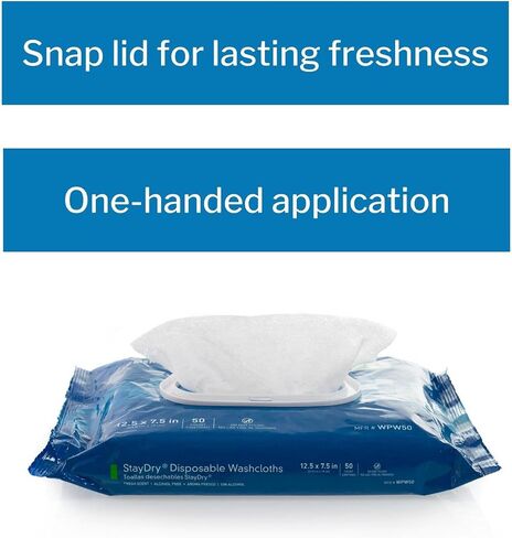 McKesson StayDry Disposable Wipes or Washcloths for Adults with Aloe, Incontinence, Alcohol-Free, 50 Wipes, 12 Packs, 600 Total in Saudi Arabia