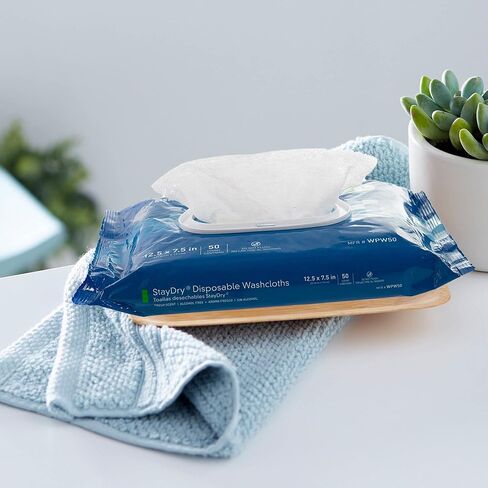 McKesson StayDry Disposable Wipes or Washcloths for Adults with Aloe, Incontinence, Alcohol-Free, 50 Wipes, 12 Packs, 600 Total in Saudi Arabia