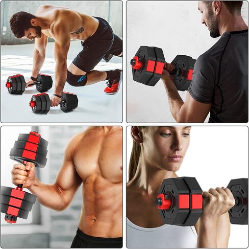 wolfyok Dumbbells Set, Adjustable Weights 3-in-1 Set Barbell 44Lb/66Lb, Home Gym Equipment for Men Women Gym Workout Fitness Exercise with Connecting Rod in Saudi Arabia