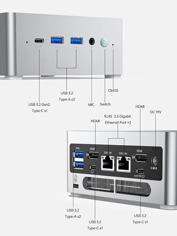 كمبيوتر صغير من MINSFORUM NAB9 Intel Core i9-12900HK 14 نواة/20 خيط، حتى 5.0 جيجا هرتز، ذاكرة وصول عشوائي 32 جيجا بايت، 1 تيرابايت PCIe4.0 SSD، كمبيوتر صغير ثنائي 2.5 جيجا RJ45 LAN صغير، 2 × HDMI/USB-C(4K@60 هرتز)، 7X USB المنافذ، واي فاي 6، BT5.2 in Kuwait