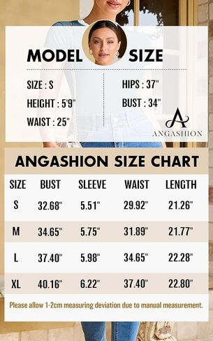 Angashion Women's Casual T Shirts - 2024 Short Sleeve Crewneck Slim Fit Ribbed Knit Summer Color Block Basic Tee Tops in Kuwait