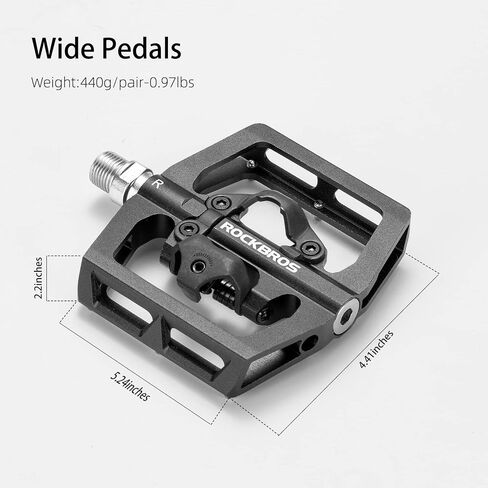 ROCKBROS MTB Mountain Bike Pedals Compatible with SPD Mountain Bike Dual Function Sealed Clipless Aluminum Bicycle Flat Platform 9/16" Pedals with Cleats for Road, MTB, Mountain Bikes in Saudi Arabia