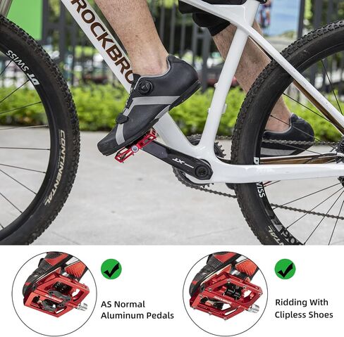 ROCKBROS MTB Mountain Bike Pedals Compatible with SPD Mountain Bike Dual Function Sealed Clipless Aluminum Bicycle Flat Platform 9/16" Pedals with Cleats for Road, MTB, Mountain Bikes in Saudi Arabia
