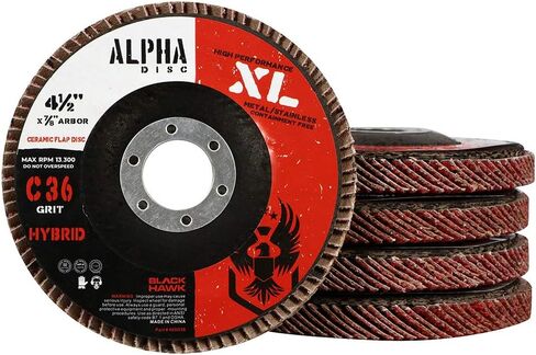 أقراص BHA Alpha Disc عالية الكثافة من السيراميك بعجلات طحن ضخمة مقاس XL، 4.5 بوصة × 7/8 بوصة - 5 عبوات (36 حبيبة) in Kuwait