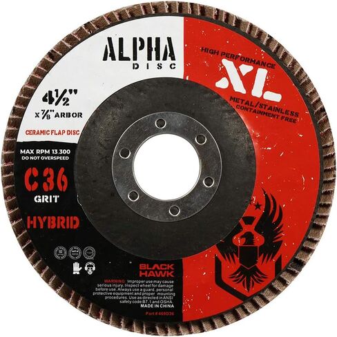 أقراص BHA Alpha Disc عالية الكثافة من السيراميك بعجلات طحن ضخمة مقاس XL، 4.5 بوصة × 7/8 بوصة - 5 عبوات (36 حبيبة) in Kuwait