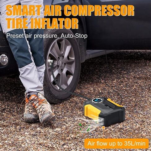 Air Compressor Tire Inflator, Femicgal Digital Air Compressor Portable with LED Light 12V DC, 150PSI Auto Pump Portable Tire Inflator for Car, Bicycle, Motorcycle, Balls, Balloons in Saudi Arabia