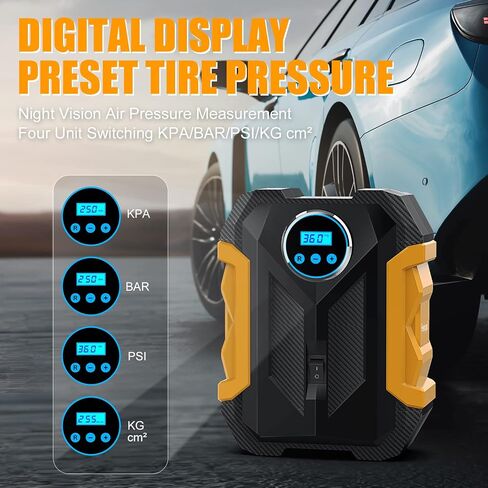 Air Compressor Tire Inflator, Femicgal Digital Air Compressor Portable with LED Light 12V DC, 150PSI Auto Pump Portable Tire Inflator for Car, Bicycle, Motorcycle, Balls, Balloons in Saudi Arabia